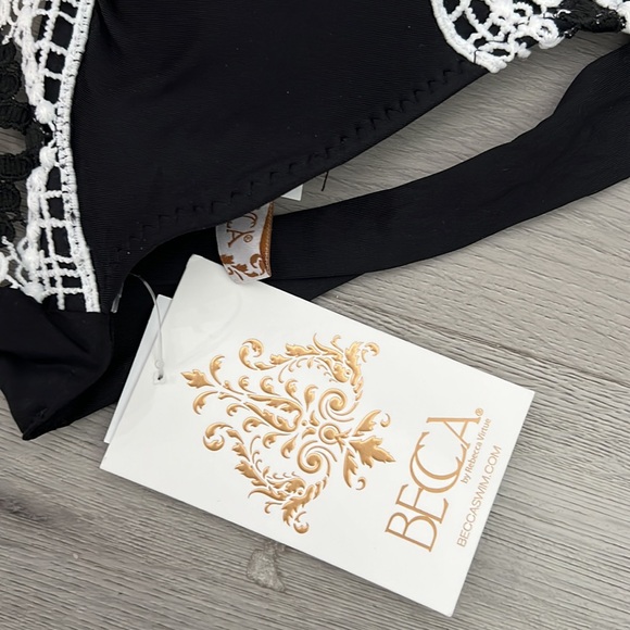 Becca Women's Delilah Halter Crochet-Trim Bikini Top - Picture 4 of 6